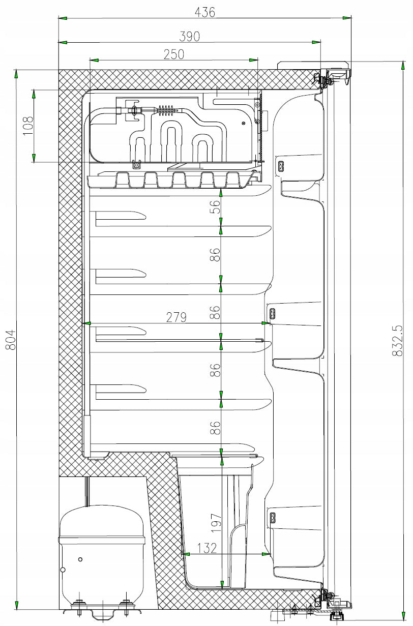 Lodówka mała chłodziarka mini zamrażarka hotelowa biurowa ŚWIATŁO 91l. 83cm